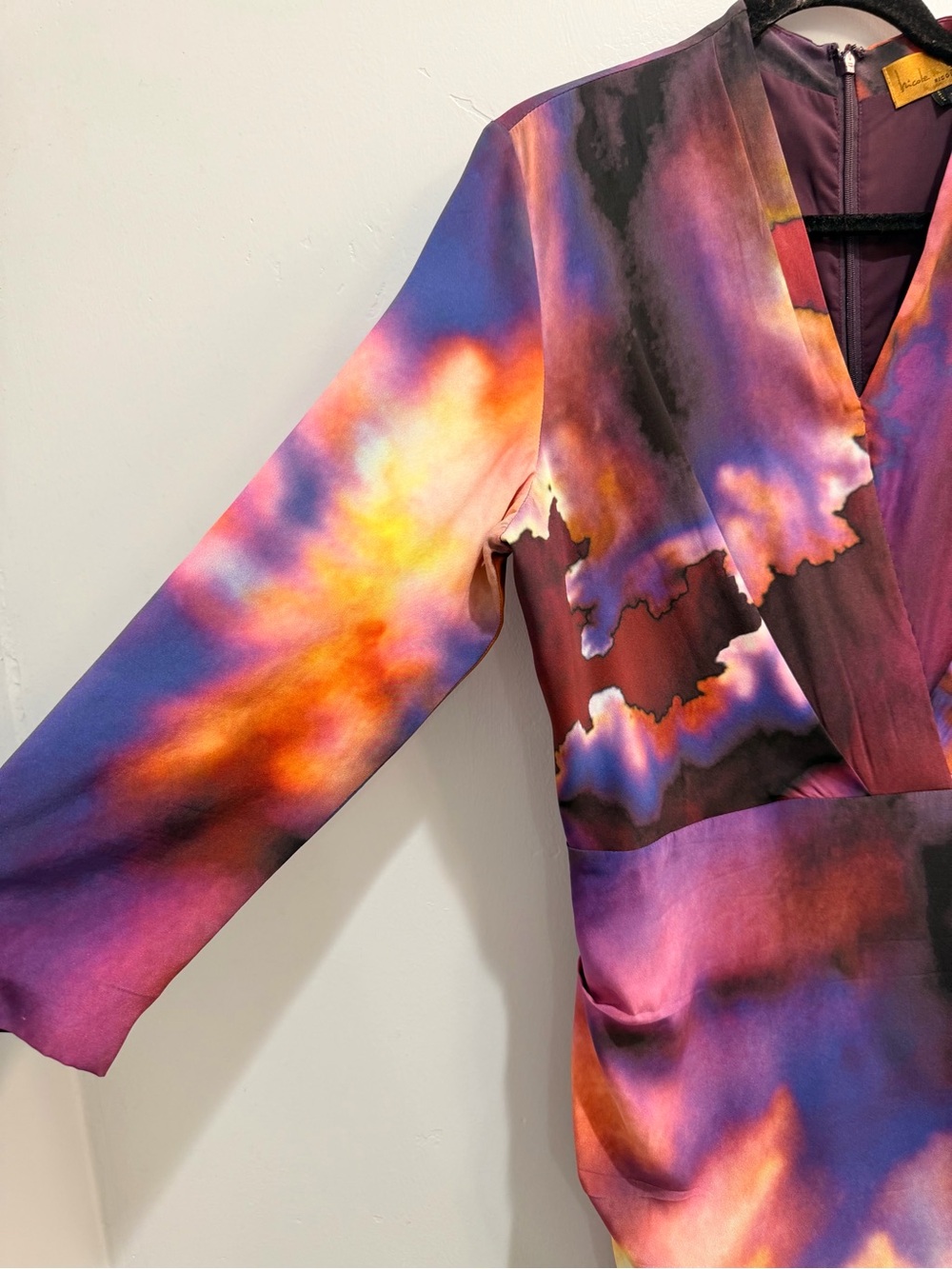 Nicole Miller Gold Label Silk Fall 2011 "Cosmic Cloud" Ruched Dress - Size 12 - Picture 6 of 14